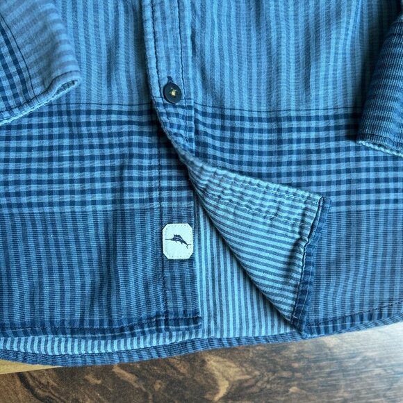 Tommy Bahama Modern Island Fit Blue Cotton Button Up Shirt - Large - Picture 2 of 5
